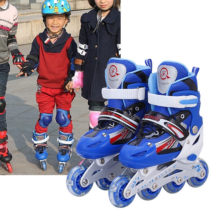Children Adult Flash Straight Row Roller Skates Skating Shoes Suit, Size : L, Size : L (Blue), Size : L (Red), Size : L (Pink)