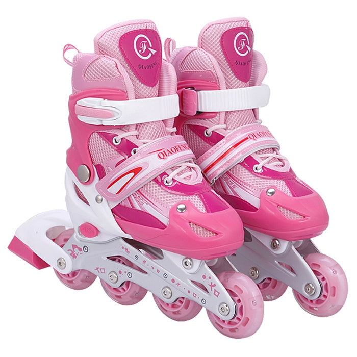 Children Adult Flash Straight Row Roller Skates Skating Shoes Suit, Size : M, Size : M (Pink), Size : M (Blue), Size : M (Red)