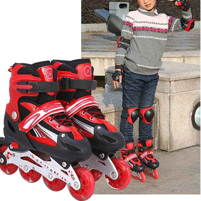Children Adult Flash Straight Row Roller Skates Skating Shoes Suit, Size : M