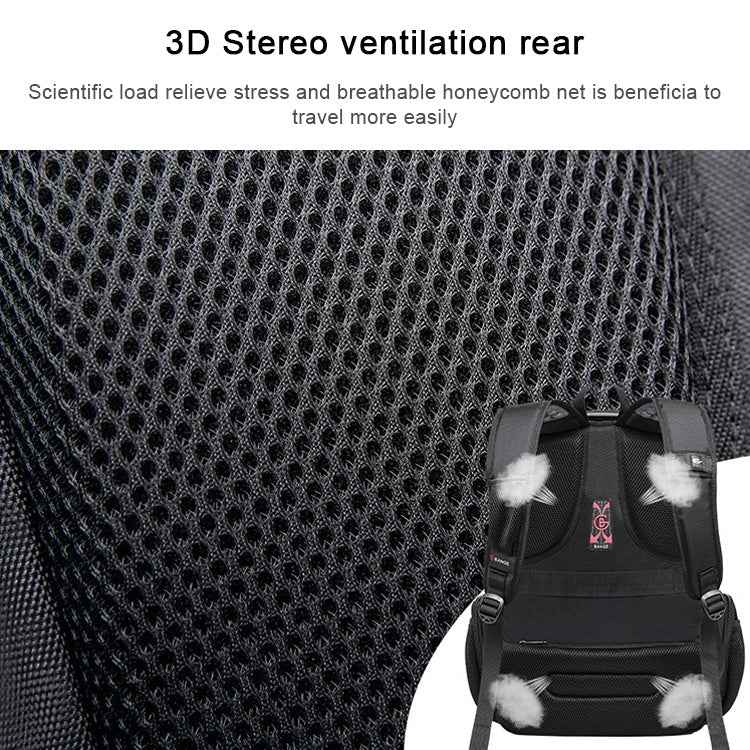 BANGE Waterproof Travel Men Backpack Rechargeable Large Capacity Shoulders Bag with Earplug Hole