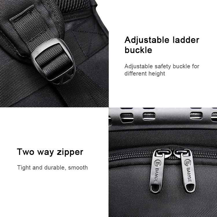 BANGE Waterproof Travel Men Backpack Rechargeable Large Capacity Shoulders Bag with Earplug Hole