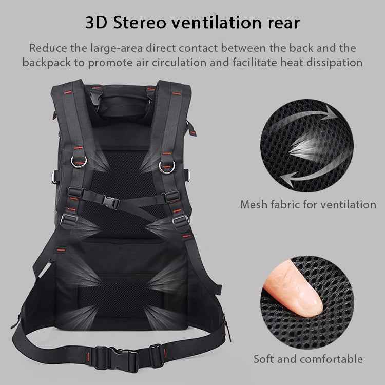 KAKA Large Capacity Travel Backpack Outdoor Oxford Cloth 55L Waterproof Mountaineering Shoulders Bag with Lock