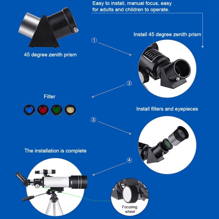WR852 16x/66x70 High Definition High Times Astronomical Telescope with Tripod, 66x70 Blue