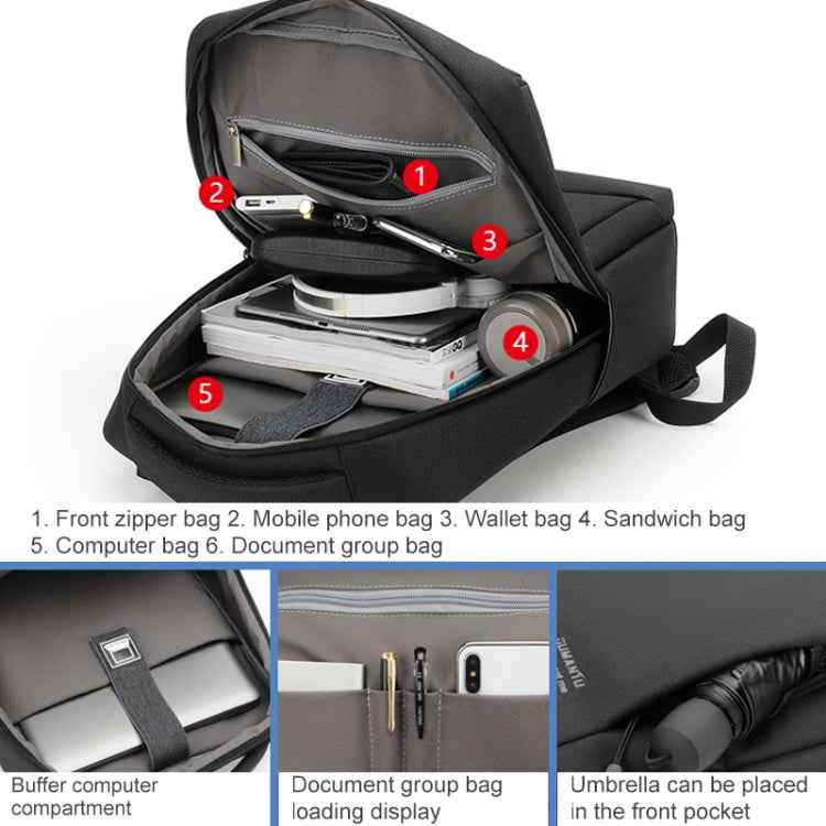 OUMANTU 9003 Business Laptop Bag Oxford Cloth Large Capacity Backpack with External USB Port