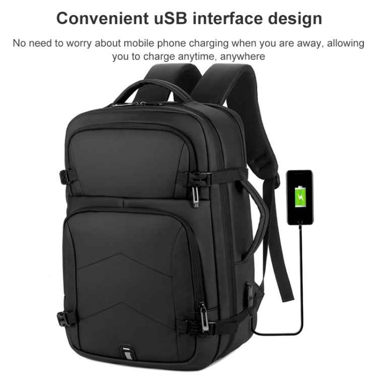 OUMANTU 2023 Large Capacity Waterproof Laptop Backpack Business Travel Shoulders Bag with External USB Charging Port