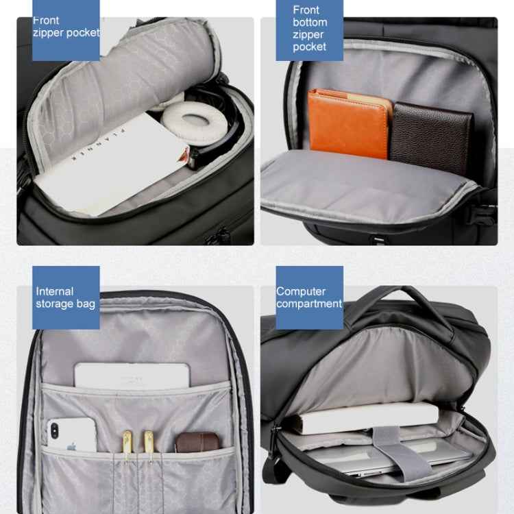 OUMANTU 2023 Large Capacity Waterproof Laptop Backpack Business Travel Shoulders Bag with External USB Charging Port