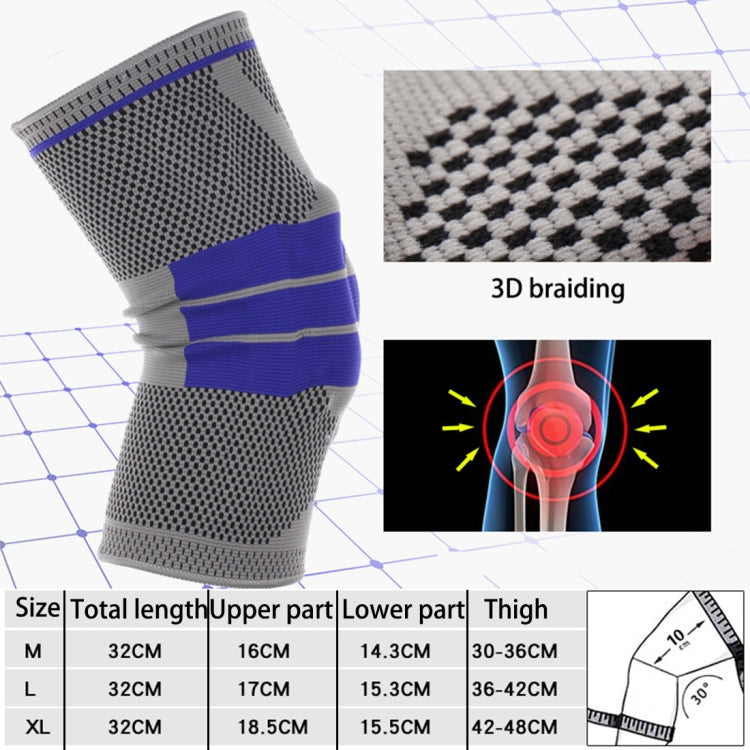 Outdoor Fitness Mountaineering Knit Protection Silicone Anti - collision Spring Support Sports Knee Protector, Size: XL, Size: XL