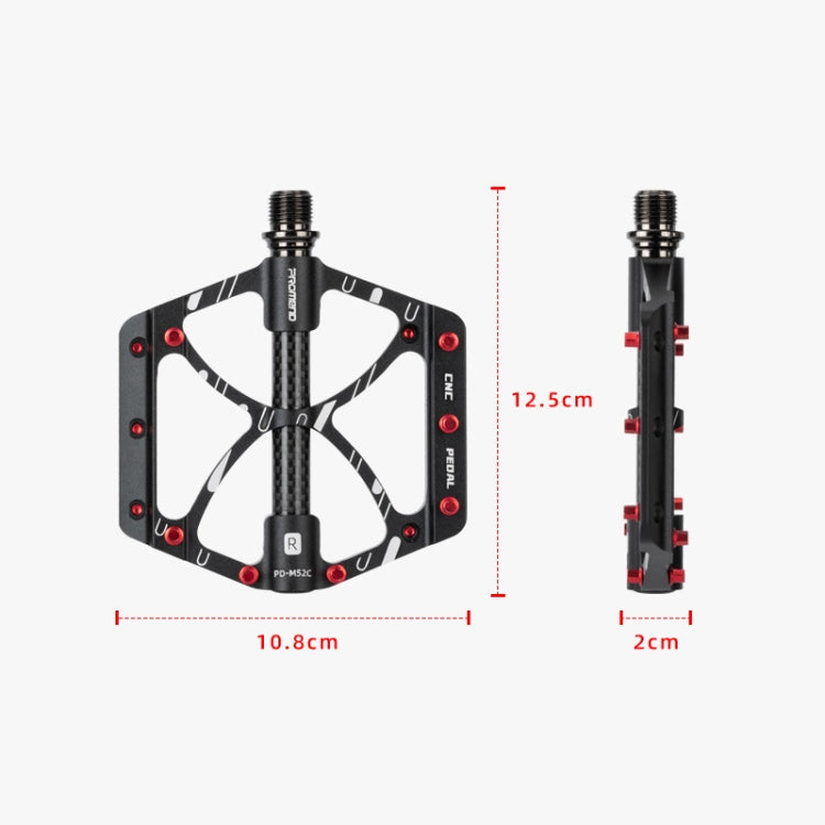 PROMEND PD-M52C 1 Pair Bicycle Aluminum Alloy + Carbon Fiber Tube Bearing Pedals, PD-M52C