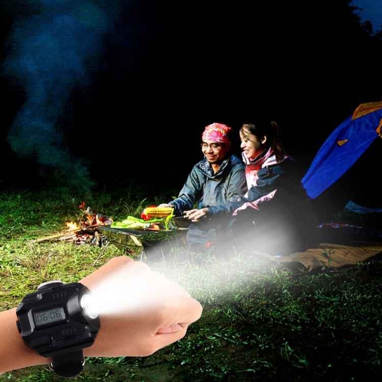 HT-8008 Multi-functional Rechargeable LED Flashlight Watch with Compass