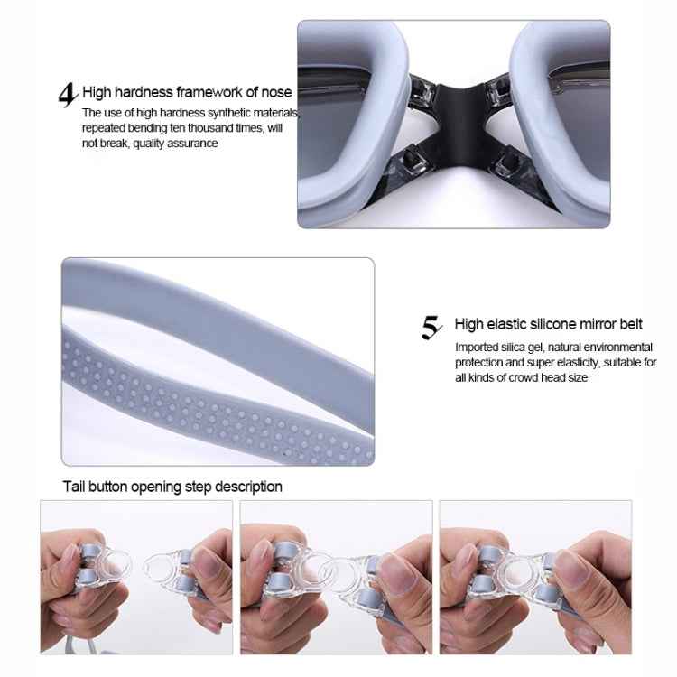 Electroplating Anti-fog Silicone Swimming Goggles for Adults, Suitable for 200 Degree Myopia