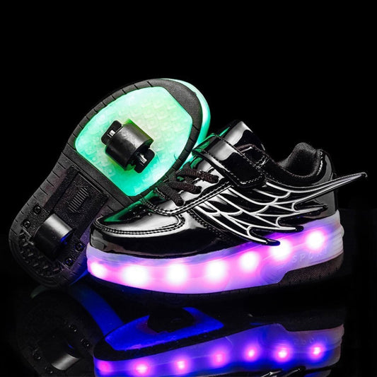 CD03 LED Double Wheel Wing Roller Skating Shoes, Size : 37