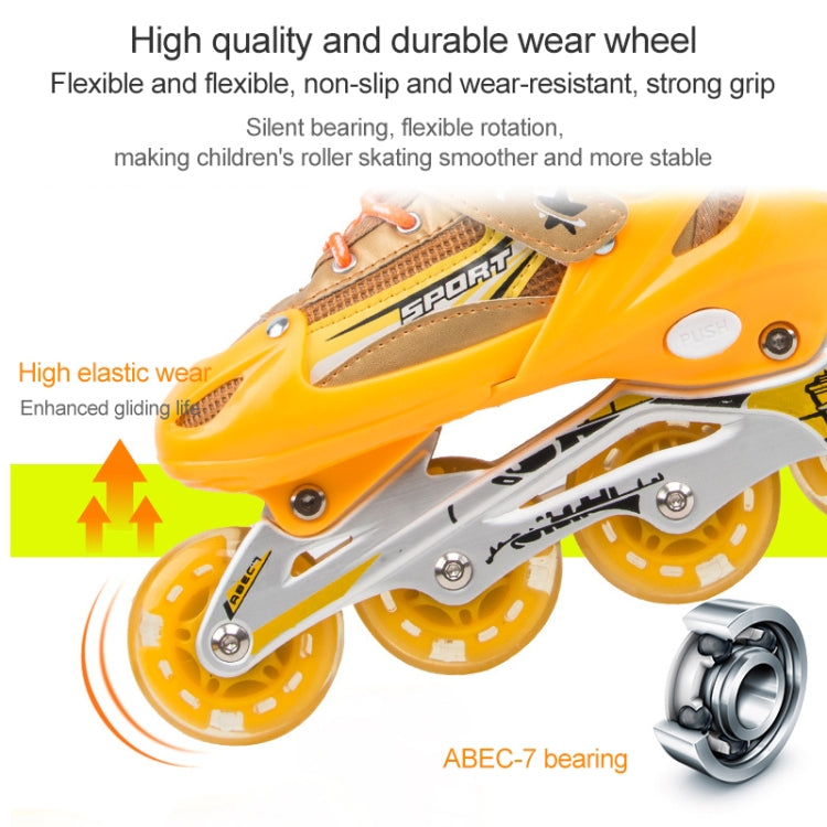 Adjustable Children Full Flash Single Four-wheel Roller Skates Skating Shoes Set, Size : S, Size : S (Blue), Size : S (Red), Size : S (Pink), Size : S (Gold)