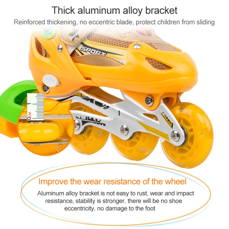 Adjustable Children Full Flash Single Four-wheel Roller Skates Skating Shoes Set, Size : S, Size : S (Blue), Size : S (Red), Size : S (Pink), Size : S (Gold)