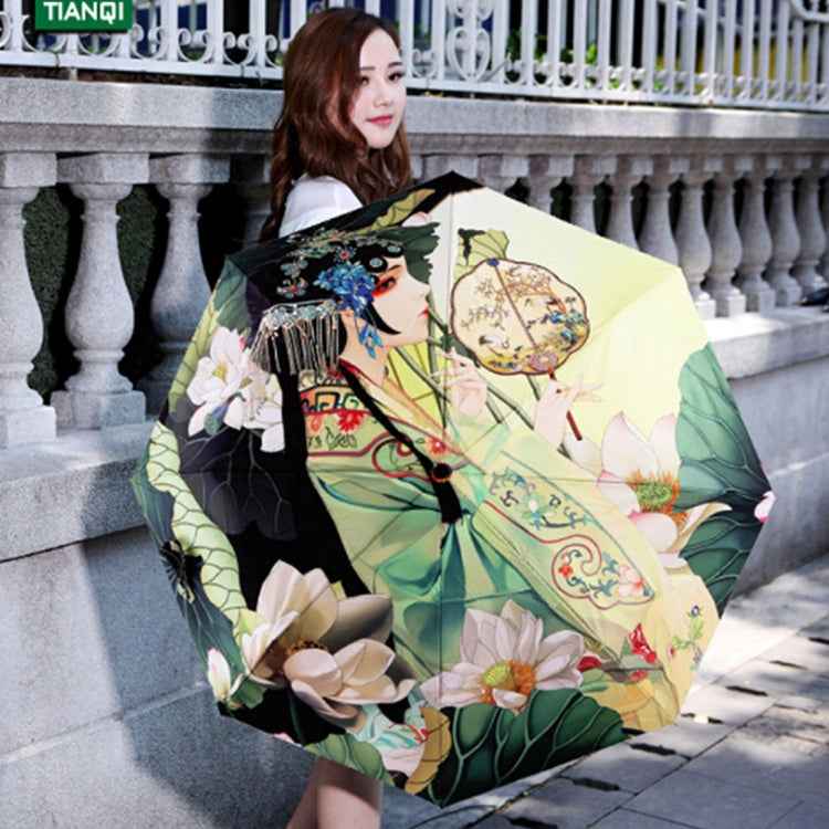 Creative Fresh Style Three Fold Silver Tape Anti Ultraviolet Sunshade Umbrella