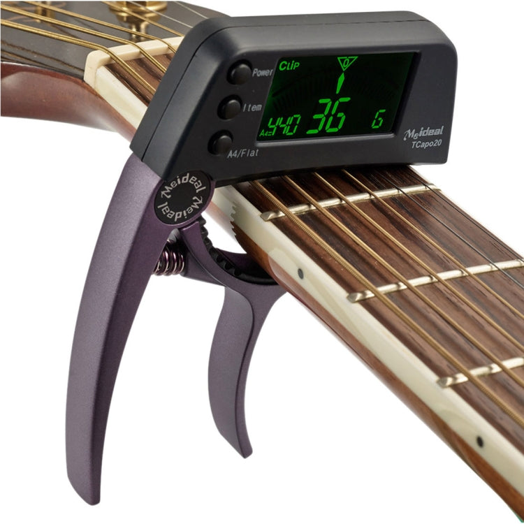 Professional Guitar Tuner Clip, Loftstyle Chromatic Clip-on Tuner with Rotational LCD Screen Light Display Single-handed Guitar Capo