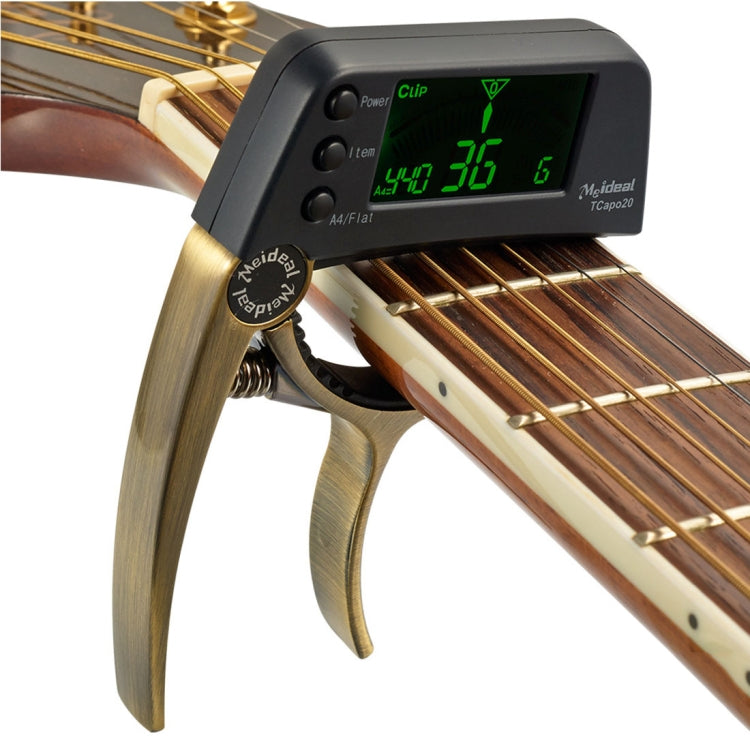 Professional Guitar Tuner Clip, Loftstyle Chromatic Clip-on Tuner with Rotational LCD Screen Light Display Single-handed Guitar Capo