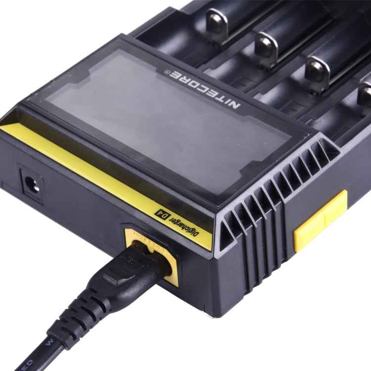 Nitecore D4 Intelligent Digi Smart Charger with LCD Display for 14500, 16340 (RCR123), 18650, 22650, 26650, Ni-MH and Ni-Cd (AA, AAA) Battery