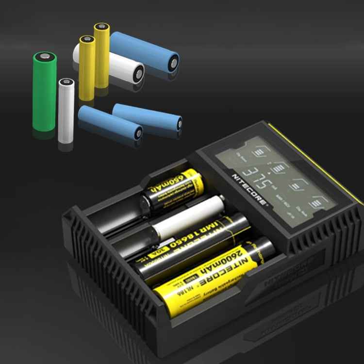 Nitecore D4 Intelligent Digi Smart Charger with LCD Display for 14500, 16340 (RCR123), 18650, 22650, 26650, Ni-MH and Ni-Cd (AA, AAA) Battery