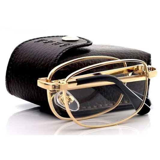 Folding Anti Blue-ray Presbyopic Reading Glasses with Case & Cleaning Cloth, +1.00D