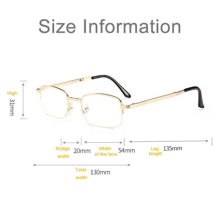 Folding Anti Blue-ray Presbyopic Reading Glasses with Case & Cleaning Cloth, +2.00D