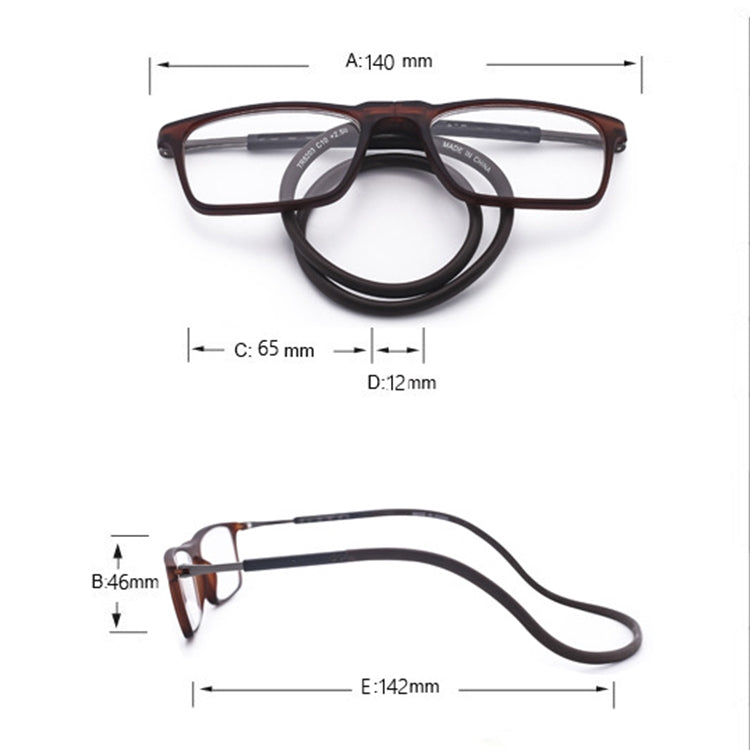 Anti Blue-ray Adjustable Neckband Magnetic Connecting Presbyopic Glasses, +1.50D, +1.50D