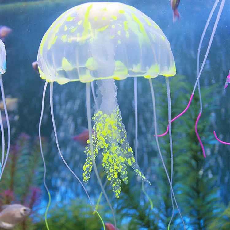 Aquarium Articles Decoration Silicone Simulation Fluorescent Sucker Jellyfish, Size: 5*17cm