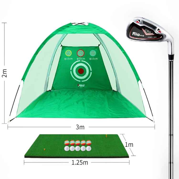 PGM Golf Training Aids Indoor Sports Hitting Practice Net 3m, with Hitting Mat & Seven-iron