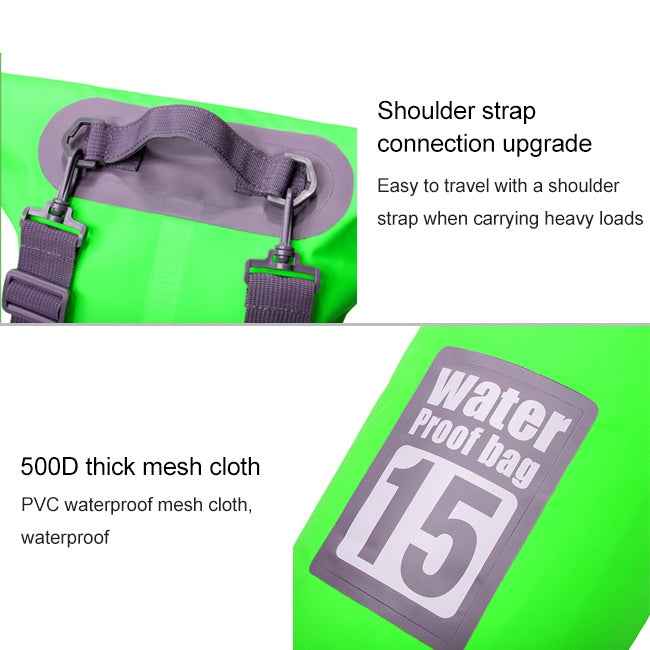 Outdoor Waterproof Dry Dual Shoulder Strap Bag Dry Sack, Capacity: 15L