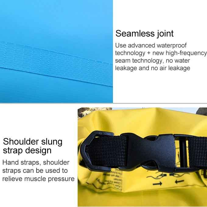 Outdoor Waterproof Dry Dual Shoulder Strap Bag Dry Sack PVC Barrel Bag, Capacity: 10L