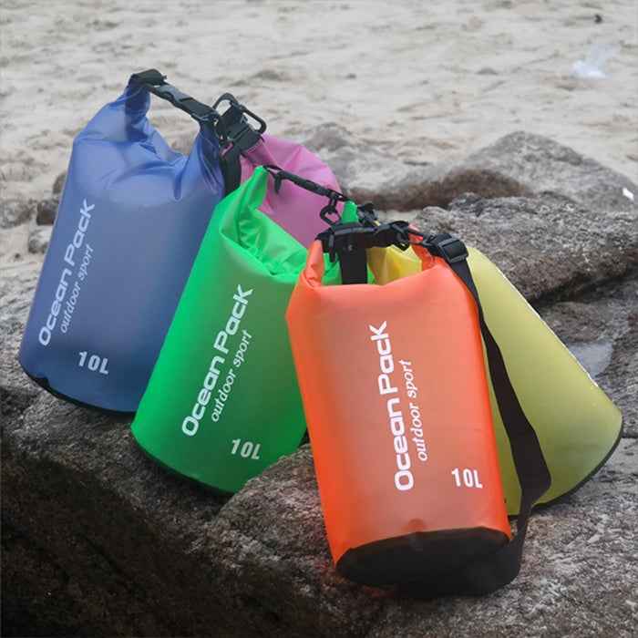 Outdoor Waterproof Single Shoulder Dry Bag Dry Sack PVC Barrel Bag, Capacity: 5L