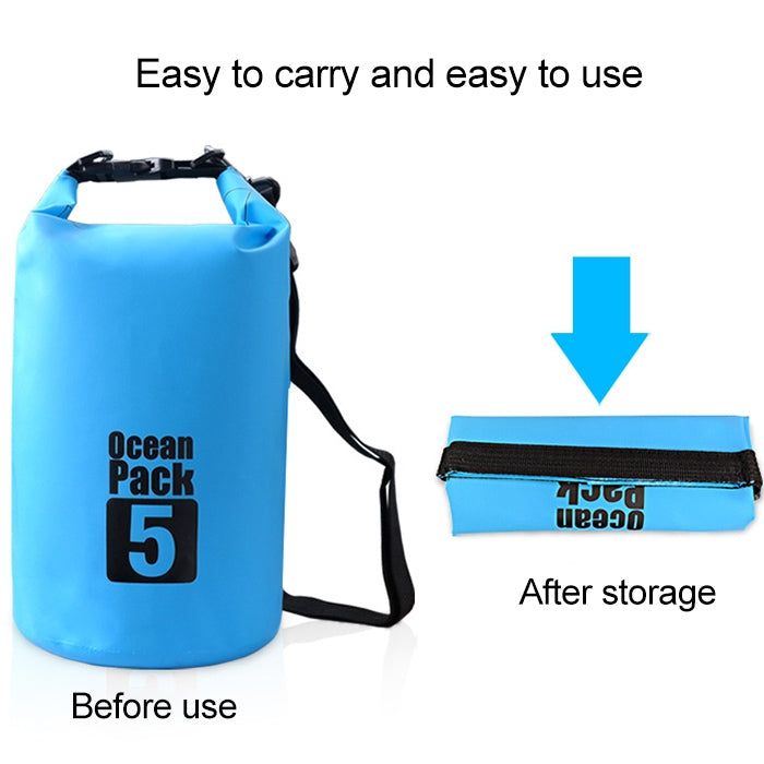 Outdoor Waterproof Single Shoulder Bag Dry Sack PVC Barrel Bag, Capacity: 5L