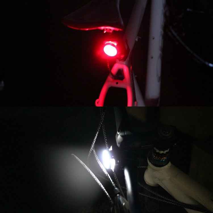 COB Lamp Bead 160LM USB Charging Four-speed Waterproof Bicycle Headlight / Taillight Set,  Red + White Light 650MA
