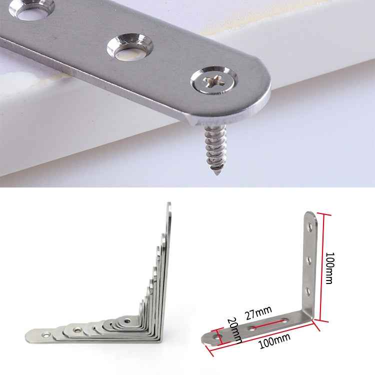 2pcs Stainless Steel 90 Degree Angle Bracket,Corner Brace Joint Bracket Fastener Furniture Cabinet Screens Wall (100mm)