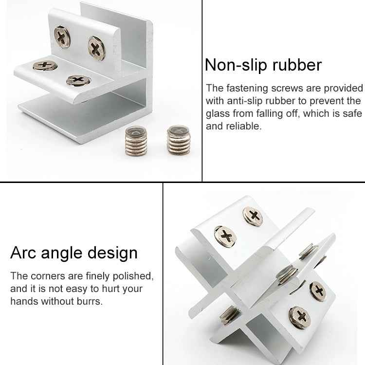 Aluminum Alloy Glass Combination Clamp Cabinet Partition Fixing Clip, 180 degrees Cliped 8-10mm