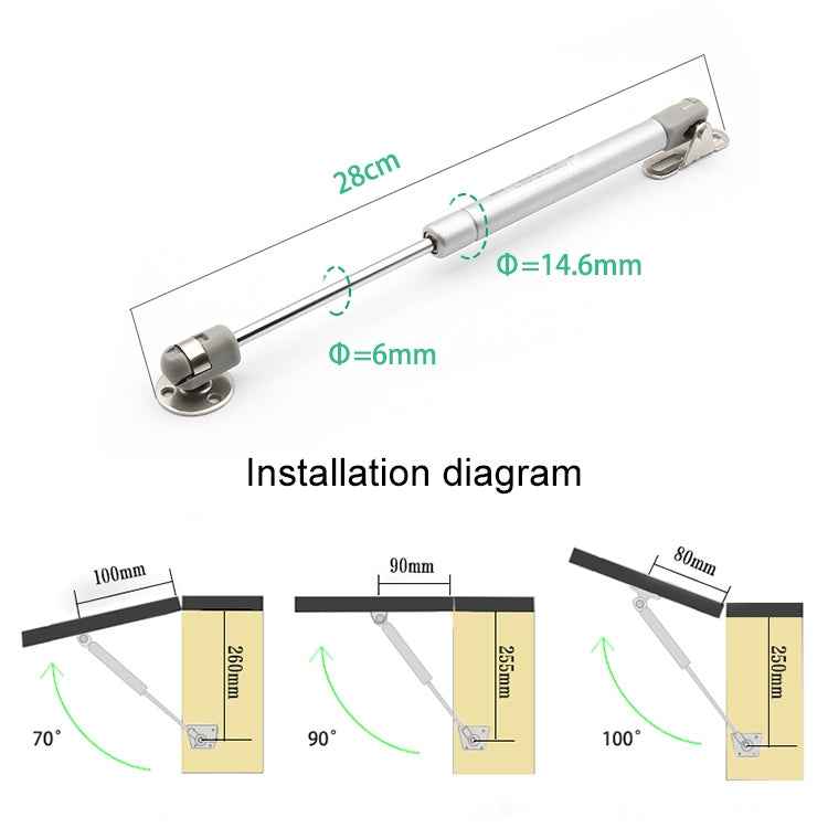 Rubber Head Cabinet Gas Holder Hydraulic Rod Buffer Telescopic Strut, 10 inch 80N (8kg)