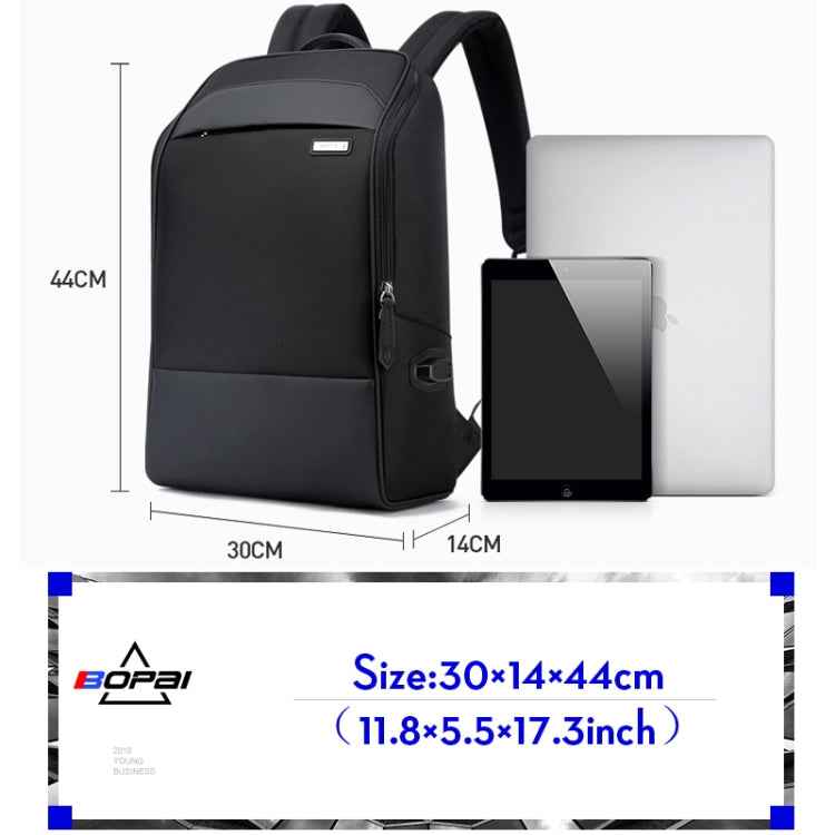 Bopai 751-006881 Business Anti-theft Waterproof Large Capacity Double Shoulder Bag,with USB Charging Port, Size: 30x14x44cm