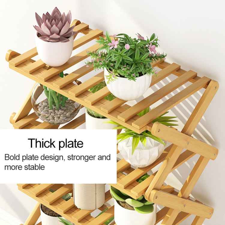 6-Layer Balcony Living Room Collapsible Solid Wood Flower Stand Potted Planting Shelves, Length: 100cm