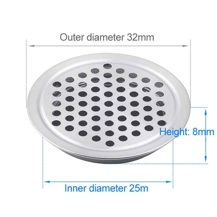 10pcs Flat Surface 25mm Cabinet Round Air Vent Stainless Steel Louvered Grille Cover Vents with Little Holes