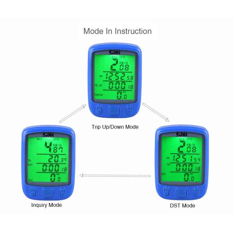 SUNDING 563C Bike Bicycle Waterproof Wireless LCD Screen Luminous Mileage Speedometer Odometer, Chinese Version