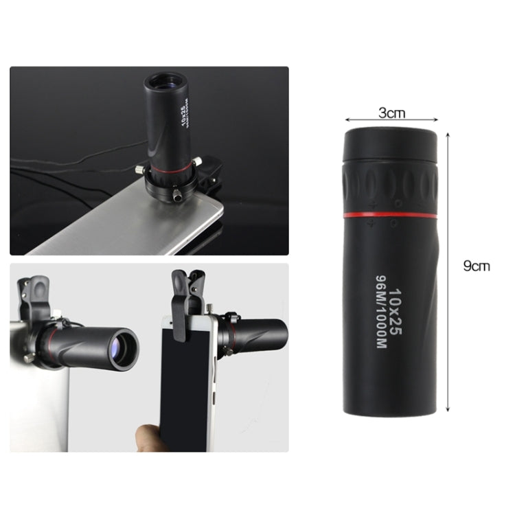 10*25 Portable Professional High Times High Definition Dual Focus Zoom Monocular Pocket Telescope, Size: 9.2*3cm, 10x25