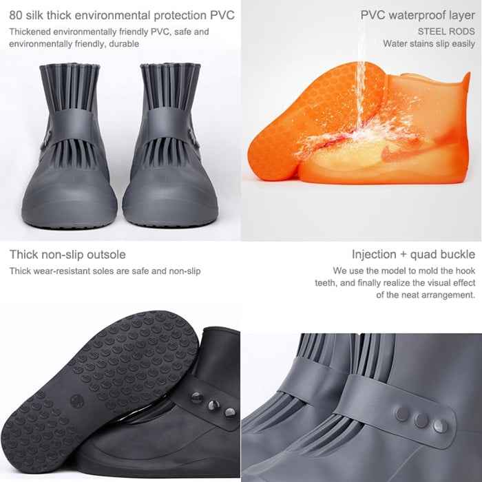 Fashion Integrated PVC Waterproof  Non-slip Shoe Cover with Thickened Soles Size: 36-37