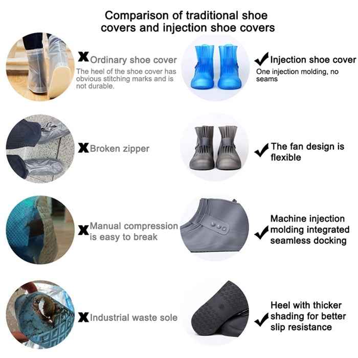 Fashion Integrated PVC Waterproof  Non-slip Shoe Cover with Thickened Soles Size: 38-39