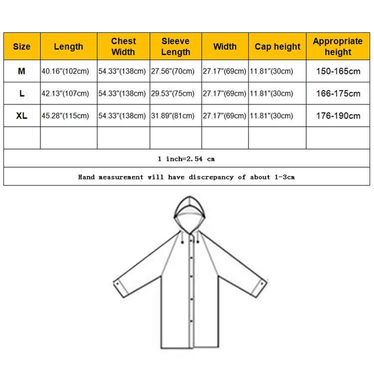 Fashion Adult Lightweight EVA Transparent Frosted Raincoat Big Hat With Pocket Size: XL