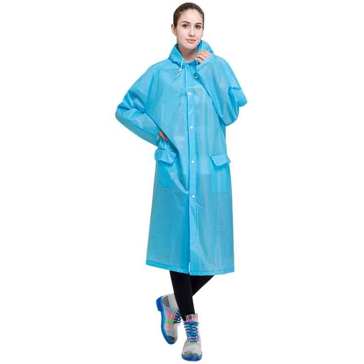 Fashion Adult Lightweight EVA Transparent Frosted Raincoat Big Hat With Pocket Size: XL