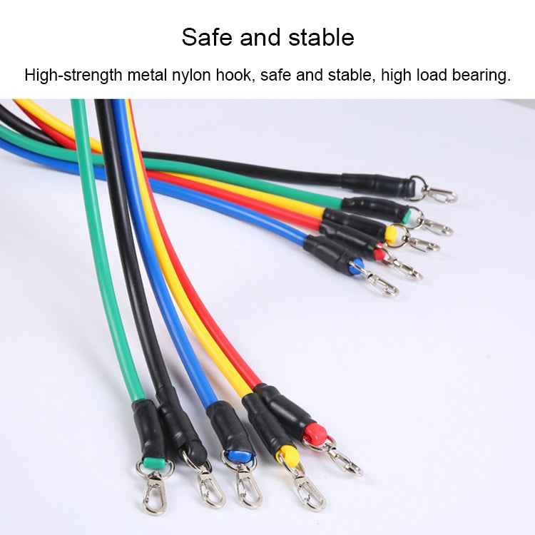 jx-003 11 in 1 100lbs TPE Five-point Buckle Household Pull Rope Resistance Band Fitness Equipment Set