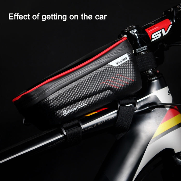WILD MAN E2 Waterproof Front Bag MTB Mobile Phone Sets Bicycle Tube Bag Riding Accessories, E2 (Black), E2 (Red)