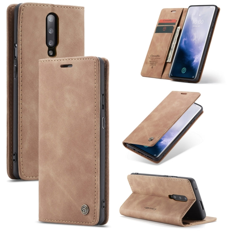 CaseMe-013 Multifunctional Retro Frosted Horizontal Flip Leather Case for OnePlus 7 Pro, with Card Slot & Holder & Zipper Wallet & Photo Frame, For OnePlus 7 Pro