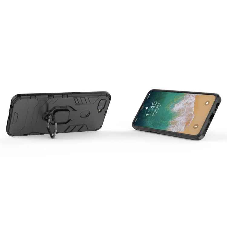 PC + TPU Shockproof Protective Case for OPPO F9, with Magnetic Ring Holder