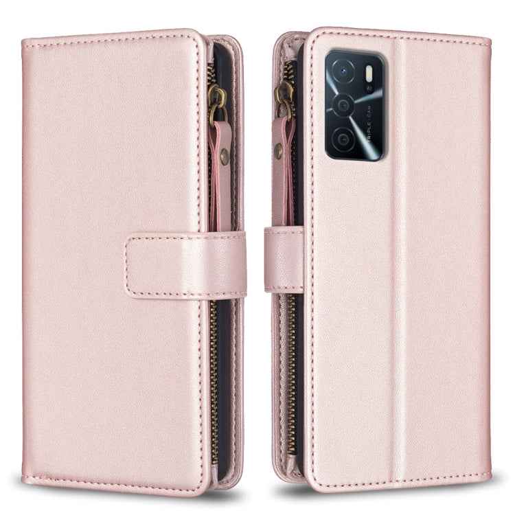 9 Card Slots Zipper Wallet Leather Flip Phone Case For OPPO A16 / A16s / A54s / A55 5G / A54 4G, For OPPO A16 / A16s / A54s / A55 5G / A54 4G