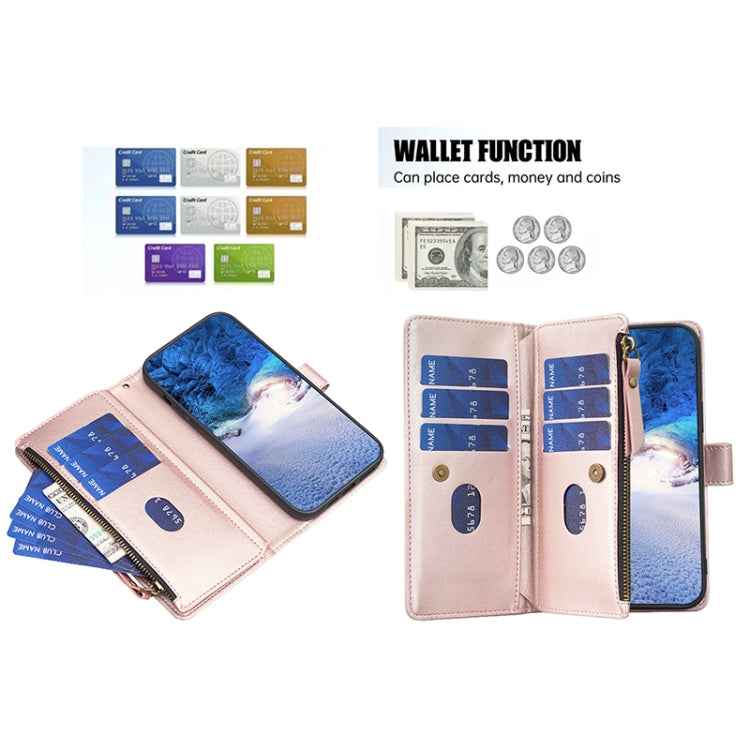 9 Card Slots Zipper Wallet Leather Flip Phone Case For OPPO A16 / A16s / A54s / A55 5G / A54 4G, For OPPO A16 / A16s / A54s / A55 5G / A54 4G
